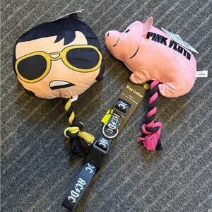 3 DOG TOYS ELVIS & PINK FLOYD & AC/DC DOG COLLAR LARGE